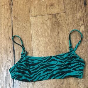 Target green zebra print swimsuit top.